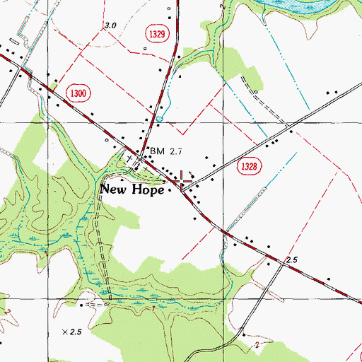 Topographic Map of New Hope, NC