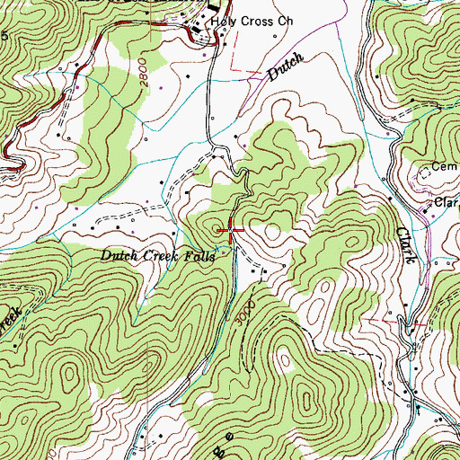 Topographic Map of Dutch Creek Falls, NC