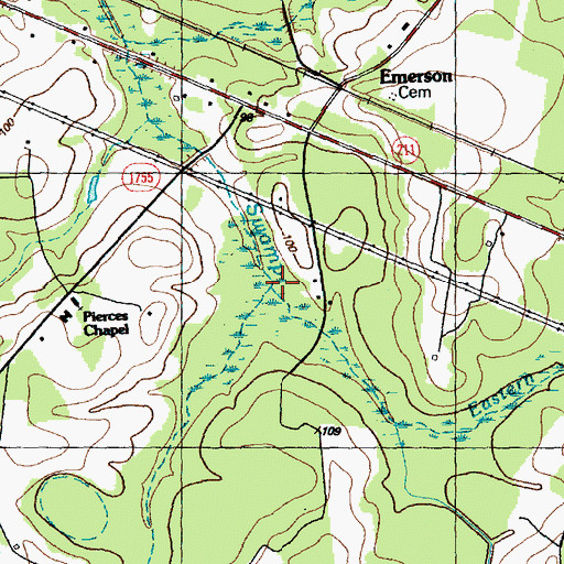 Topographic Map of Eastern Prong Middle Swamp, NC