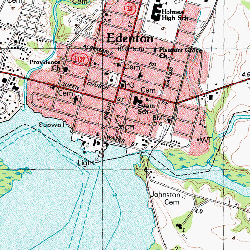 Topographic Map of Edenton, NC