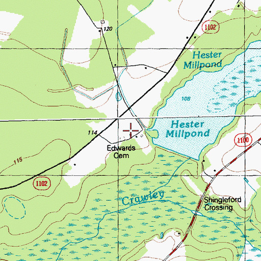 Topographic Map of Edwards Cemetery, NC