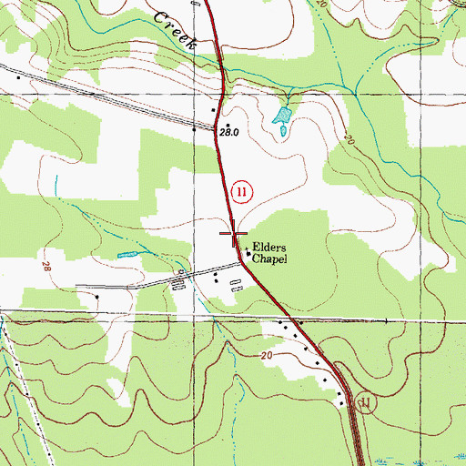 Topographic Map of Elders Chapel, NC