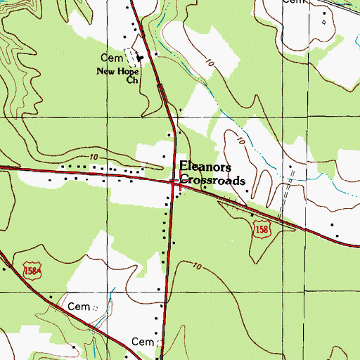 Topographic Map of Eleanors Crossroads, NC
