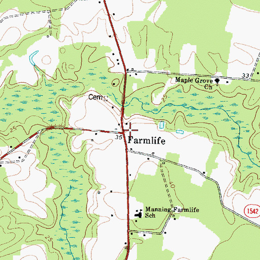 Topographic Map of Farmlife, NC