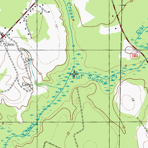 Topographic Map of Flat Swamp Creek, NC