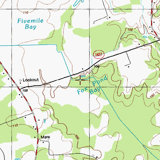 Topographic Map of Fox Pond Bay, NC