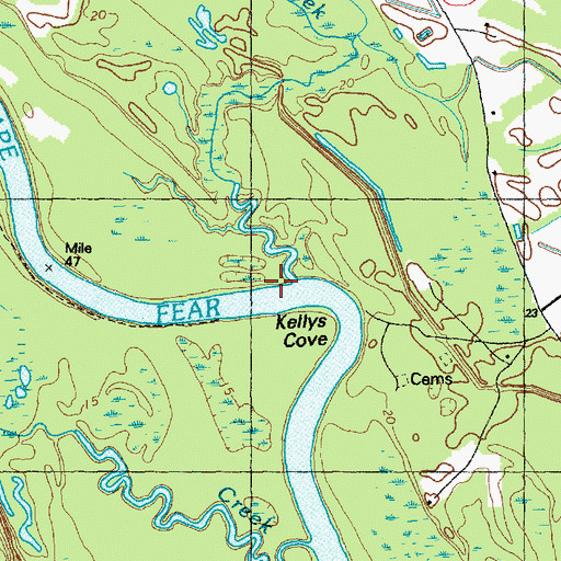 Topographic Map of Frenchs Creek, NC