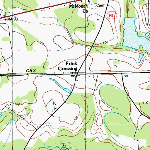 Topographic Map of Frink Crossing, NC