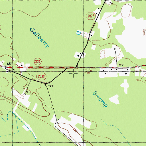 Topographic Map of Gallberry Swamp, NC
