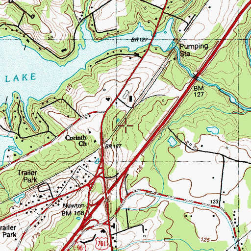 Topographic Map of Corinth Church, NC