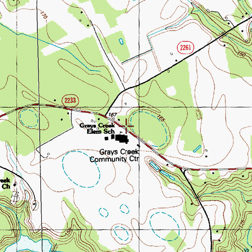 Topographic Map of Grays Creek Elementary School, NC