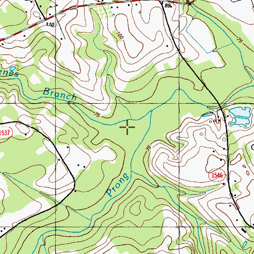 Topographic Map of Greenes Branch, NC