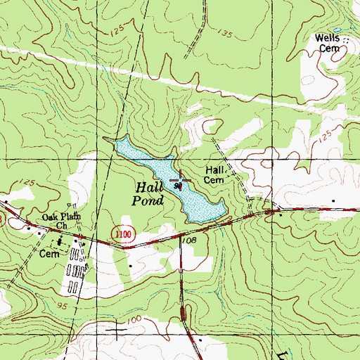 Topographic Map of Hall Pond, NC