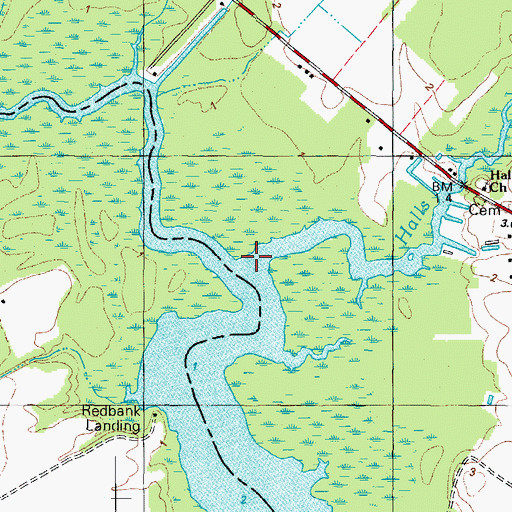 Topographic Map of Halls Creek, NC