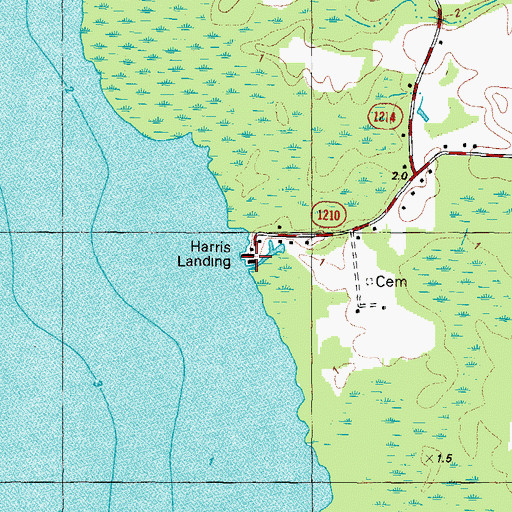 Topographic Map of Harris Landing, NC