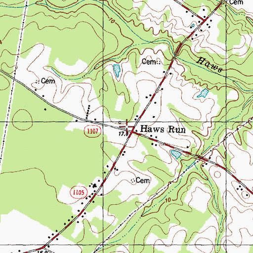 Topographic Map of Haws Run, NC
