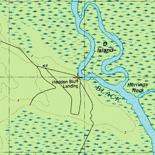 Topographic Map of Hedden Bluff Landing, NC