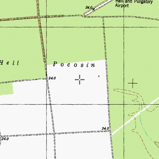 Topographic Map of Hell Pocosin, NC