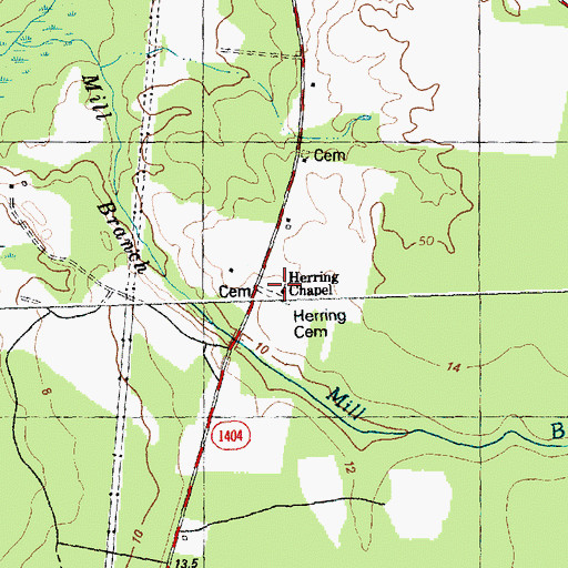Topographic Map of Herring Cemetery, NC