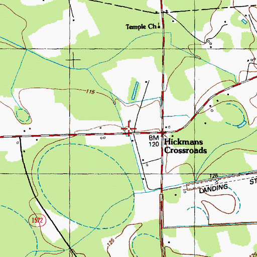 Topographic Map of Hickmans Crossroads, NC