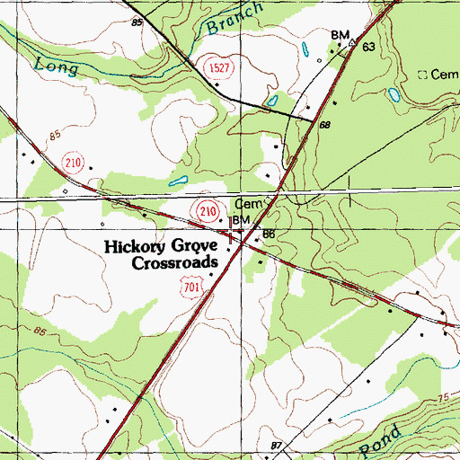 Topographic Map of Hickory Grove Crossroads, NC