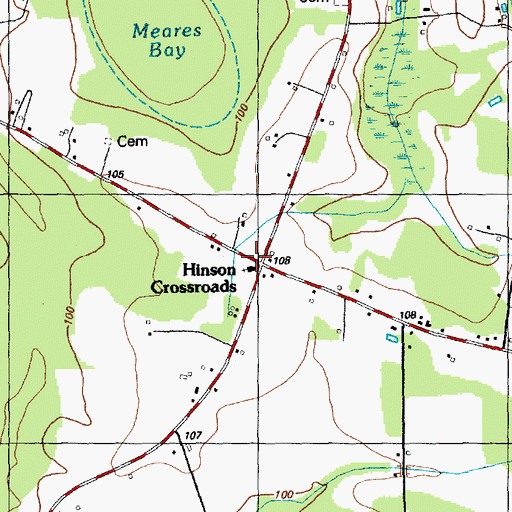 Topographic Map of Hinson Crossroads, NC