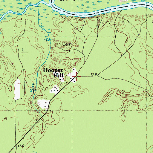 Topographic Map of Hooper Hill, NC