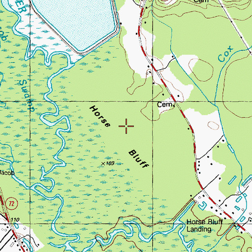 Topographic Map of Horse Bluff, NC