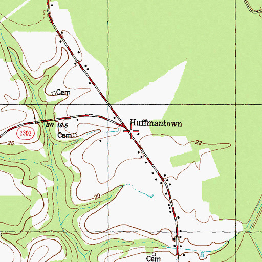 Topographic Map of Huffmantown, NC