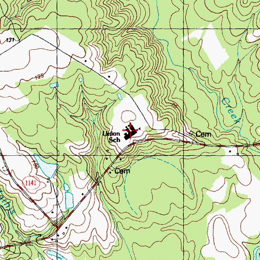 Topographic Map of Union School, NC