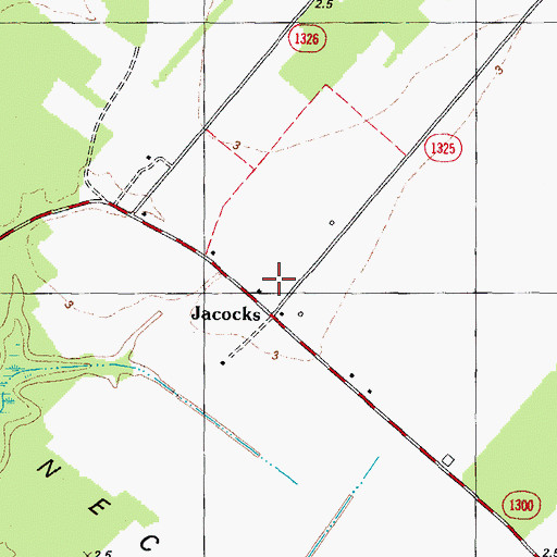 Topographic Map of Jacocks, NC