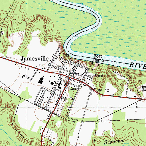Topographic Map of Jamesville, NC