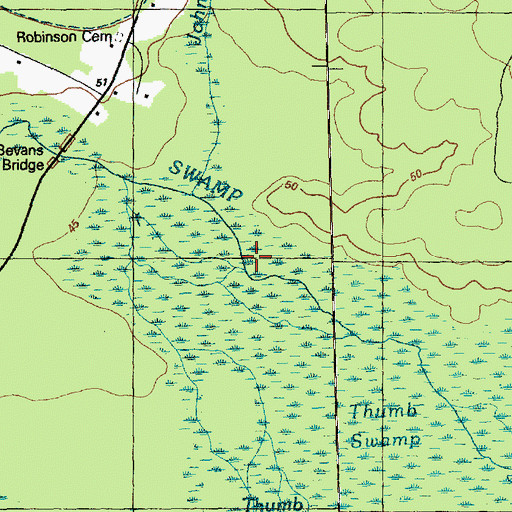 Topographic Map of Johns Swamp Branch, NC
