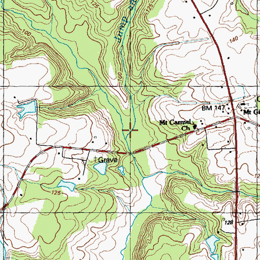 Topographic Map of Jump and Run Branch, NC