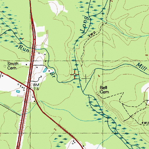 Topographic Map of Jumping Run Branch, NC