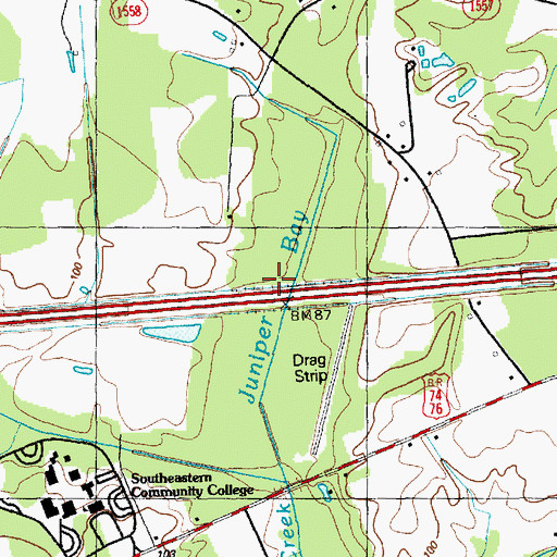 Topographic Map of Juniper Bay, NC