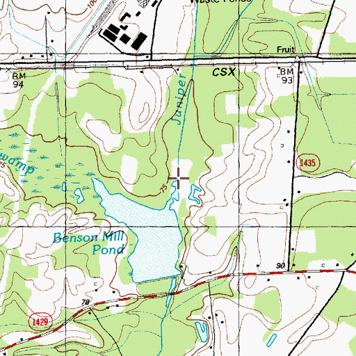 Topographic Map of Juniper Creek, NC