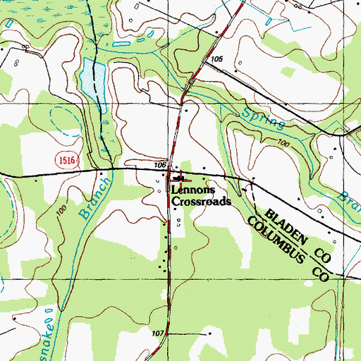 Topographic Map of Lennons Crossroads, NC