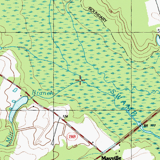 Topographic Map of Lewis Mill Branch, NC