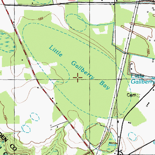 Topographic Map of Little Gallberry Bay, NC