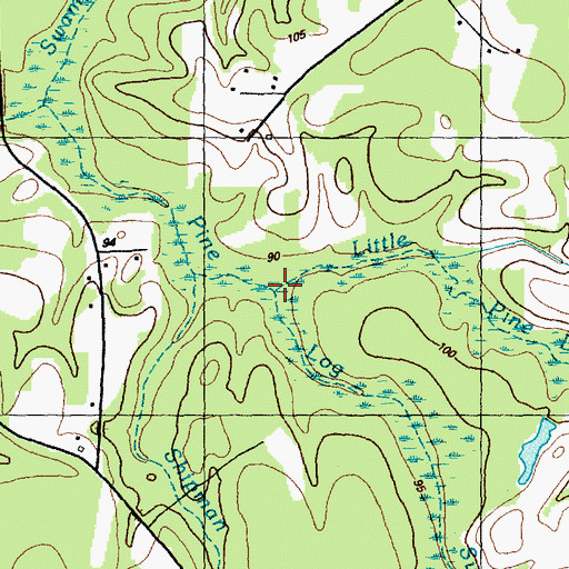 Topographic Map of Little Pine Log Swamp, NC