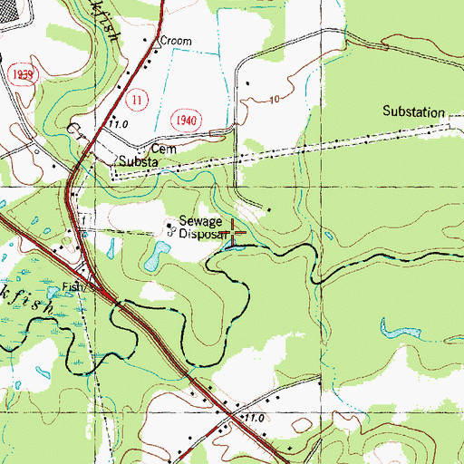 Topographic Map of Little Rockfish Creek, NC