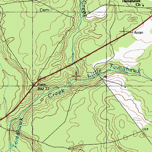 Topographic Map of Little Tomahawk Creek, NC