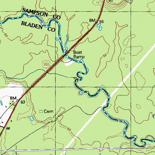 Topographic Map of Long Branch, NC