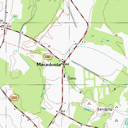 Topographic Map of Macedonia, NC