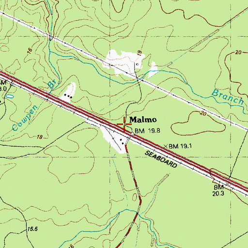 Topographic Map of Malmo, NC