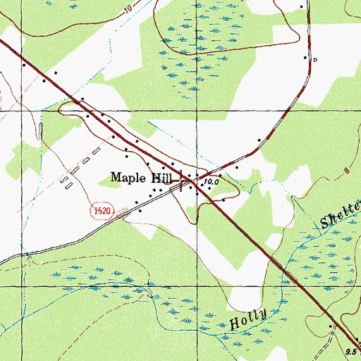 Topographic Map of Maple Hill, NC