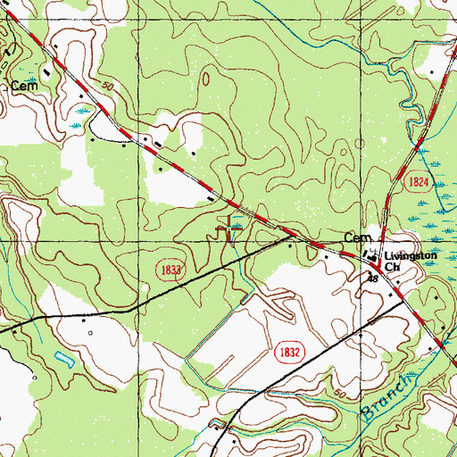 Topographic Map of McClennen Branch, NC