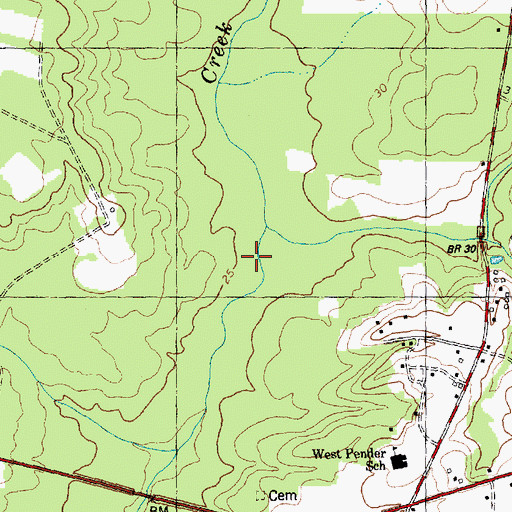 Topographic Map of Mill Branch, NC