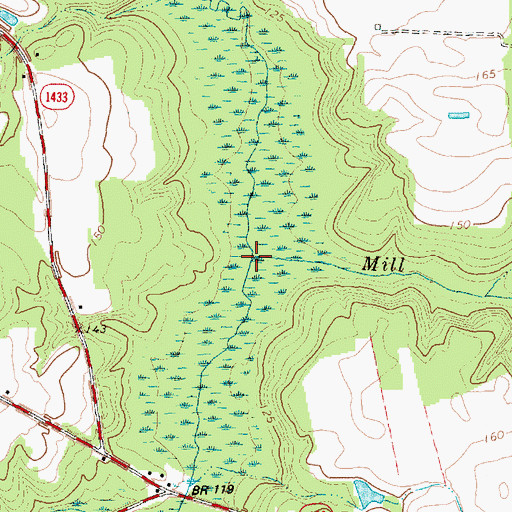Topographic Map of Mill Swamp, NC